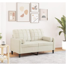 Snsowed 3278217 2-Seater Sofa with Decorative Cushion Cream 120 cm Velvet Lounge Sofa, Sofas & Couches, Relaxing Sofa, Couch for Living Room