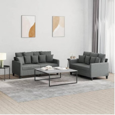 Brokky 2-TLG. Sofagarnitur mit Kissen Sofa Wohnzimmer Sitzgruppe Wohnzimmer Sofa Set Sofas FüR Wohnzimmer Dunkelgrau Stoff / 3201649