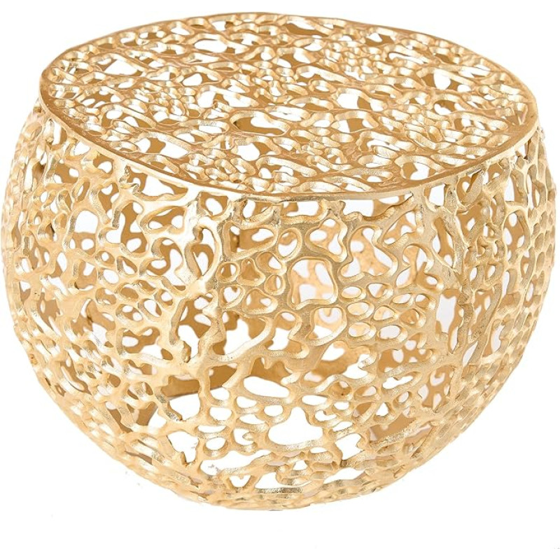 riess-ambiente.de Filigree Design Coffee Table Abstract Leaf 50 cm Gold Handmade