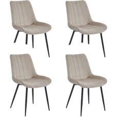 Colenis - Verta Dining Chair - Velvet - Industrial - Beige - Set of 4 - Dining Chairs - Kitchen Chair - Design Chair with Backrest - Metal Frame