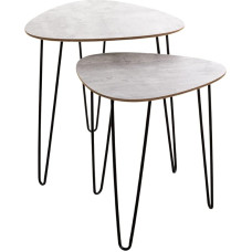 HAKU Möbel Side Table Set of 2 Concrete Look Black MDF Metal Dimensions W 40/48 cm x H 43/48 cm x D 40/48 cm Style: Modern