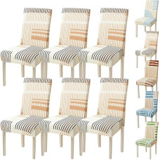ouxei Stuhlhussen-Set Für Esszimmerstühle, 1/2/4/6 Stück – Line Elements, Atmungsaktiver Stoff, Universeller Schutz(B 6pcs)