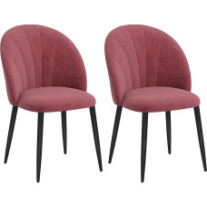 HOMCOM Set of 2 Upholstered Dining Room Chairs with Nordic and Ergonomic Design, Metal and Velvet Antique Red Kitchen and Living Room Chairs, 52 x 54 x 79 cm