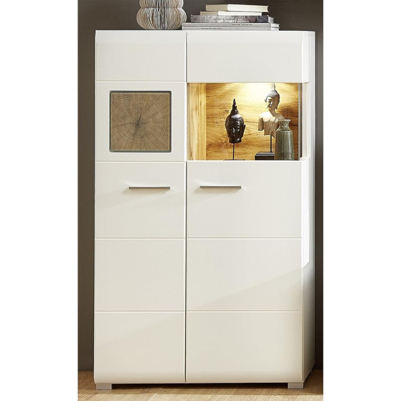 möbelando Kathlin II Display Cabinet Wooden Display Cabinet Glass Display Cabinet Standing Display Cabinet