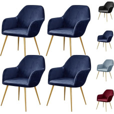 ouxei Ohrensesselhussen Aus Samt, 1–6er-Set, Elastische Sesselhussen Mit Gebogener Rückenlehne, Für Esszimmer, Küche, Hotel(Dark Blue 4pcs)