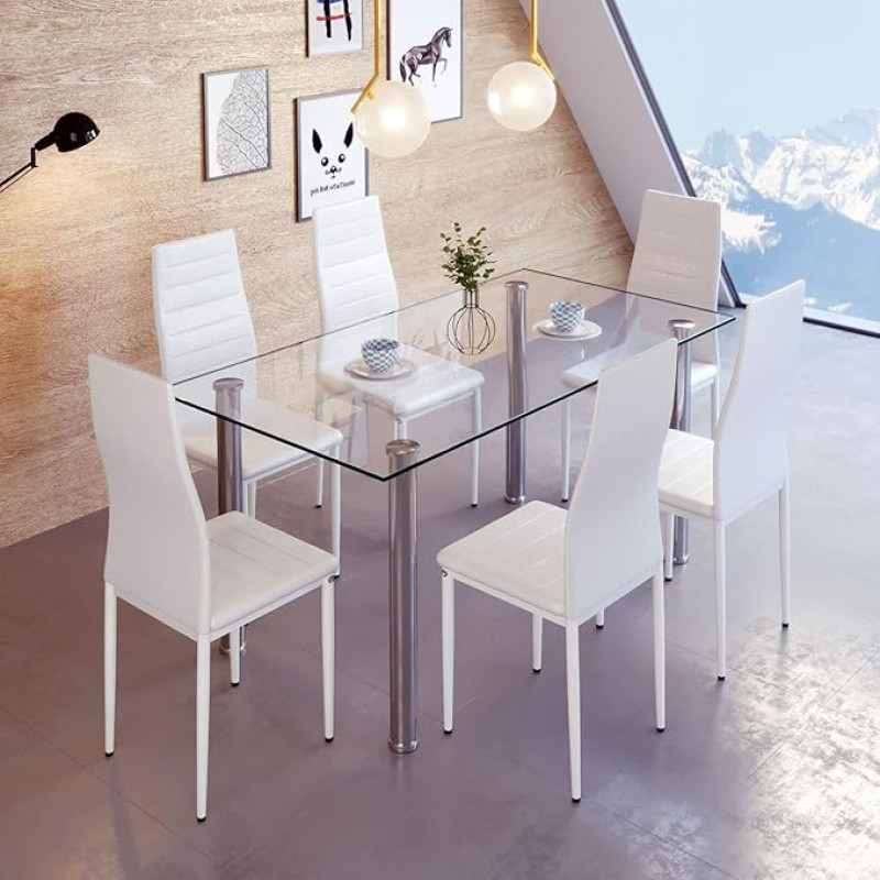 shunyi fashion Dining Room Chairs, Set of 6, Modern Chairs for Dining Nook, Kitchen (White, 6)