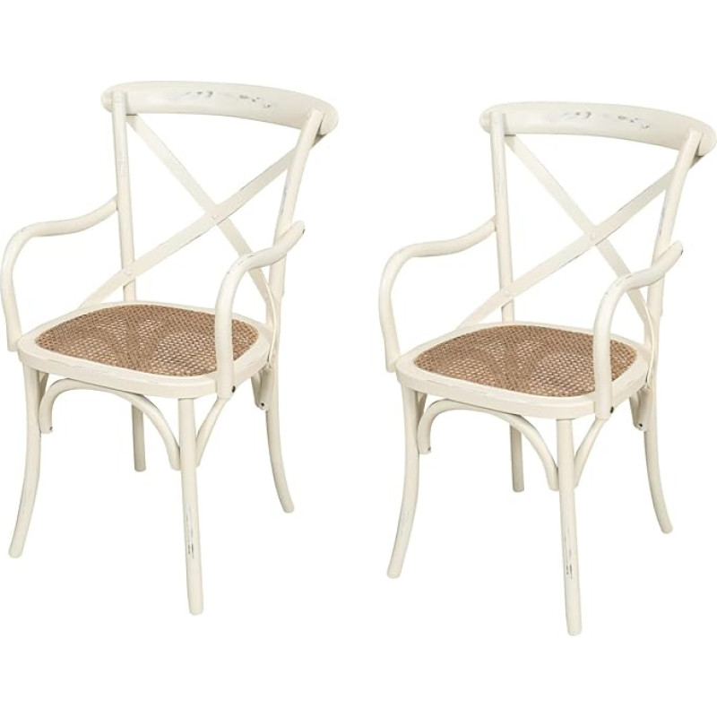 Biscottini 2 Dining Room Chairs Wooden Country House Style Furniture 89 x 43 x 50 cm - Kitchen Chairs Wood - Rattan Chairs Dining Room Furniture Vintage - Bistrot Rattan Chair - Retro Kitchen