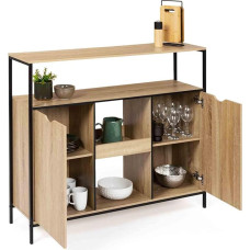 IDMarket - Detroit Industrial Kitchen Bar Cabinet with Doors and Shelves 113cm W x 40cm D x 94H cm