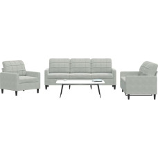 Willood 3-Piece Sofa Set with Cushion Light Grey Velvet Lounge Sofa Lounge Furniture Living Room Sofas3278351