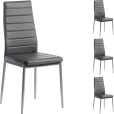 IDIMEX Nathalie Dining Room Chairs Set of 4 Aluminium and Grey