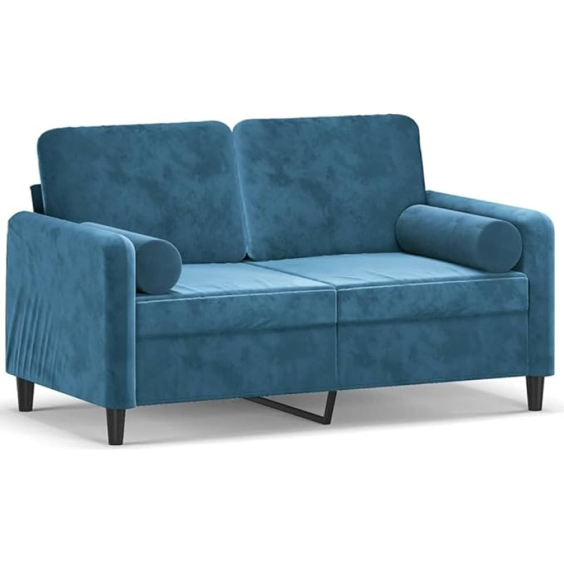 HETFTJN Couch Small Sofas & Couches Living Room Couch Camping Chair - 2-Seater Sofa with Decorative Cushion Blue 120 cm Velvet for Office Hotel Room Seating Room Teenager's Room