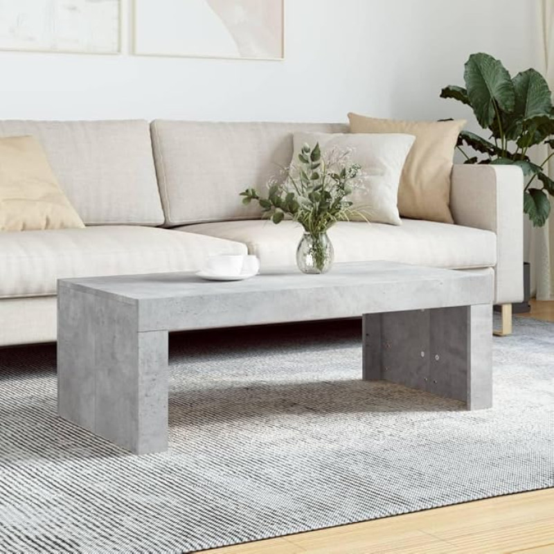 Lalfkkii Coffee Table Living Room Modern Coffee Table 102 x 50 x 36 cm Couch Dinner Table Low Coffee Table Living Room Modern Design Minimalist Grey Concrete