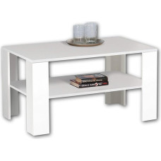 Joker Plus Coffee Table in White - Large Sofa Table with Shelf for Your Living Area - 100 x 54 x 60 cm (W x H x D)