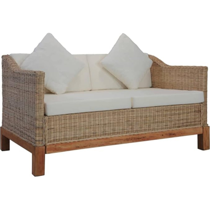 MOONAIRY 2-Seater Sofa with Cushions, Floor Sofa, Chaise Lounge, Small Sofa, Couch, Cauchsofa, Relaxing Sofa, Sofas & Couches, Living Room Sofa, Couch for Living Room, Natural Rattan