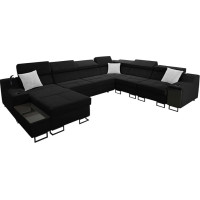 Mirjan24 Nadadu VIII Corner Sofa, U-Shape Corner Couch with Sleep Function, Bed Box, Adjustable Headrests, Lamp with USB Port, Bar Compartment, Uttario Ve. 2980 + Uttario Ve. 2973, Side: Left)