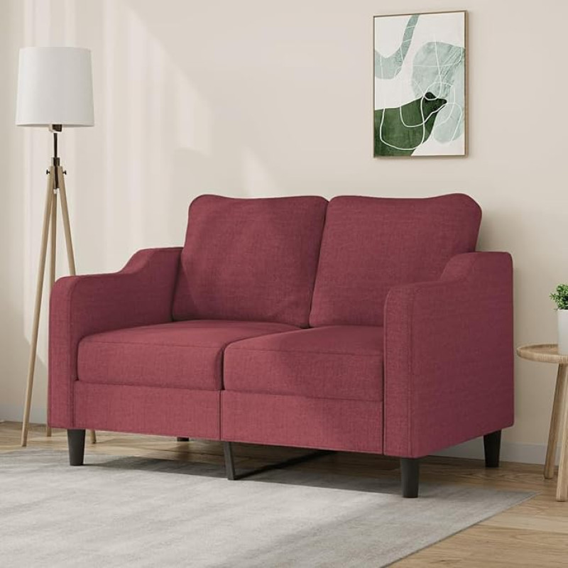 qohoio Loveseat 359357 2-Seater Sofa Couch 2-Seater Loveseats for Living Room Sofa Loveseats Wine Red 120 cm Fabric