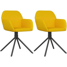 vidaXL Set of 2 Swivel Dining Chairs Yellow Velvet