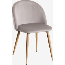 SKLUM Kana Velvet Dining Room Chairs Natural Wood Grey Taupe Set of 2