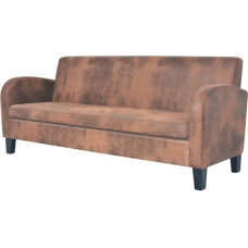 MOONAIRY 3 Seater Sofa, Floor Sofa, Chaise Longue, Small Sofa, Couch, Cauchsofa, Relaxing Sofa, Sofas & Couches, Living Room Sofa, for Teenager's Room, Faux Leather, Suede Look, Brown