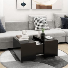 Makastle Side Table with 1 Inner Compartment, Newspaper Rack, Coffee Table, Square, Living Room Table with Wheels, for Office & Home, Space-Saving, Black, 60 x 60 x 38 cm, Chipboard