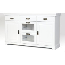 clever-moebel Sideboard, Chest of Drawers Made of Pine Wood, White Lacquered, Cupboard, Sideboard