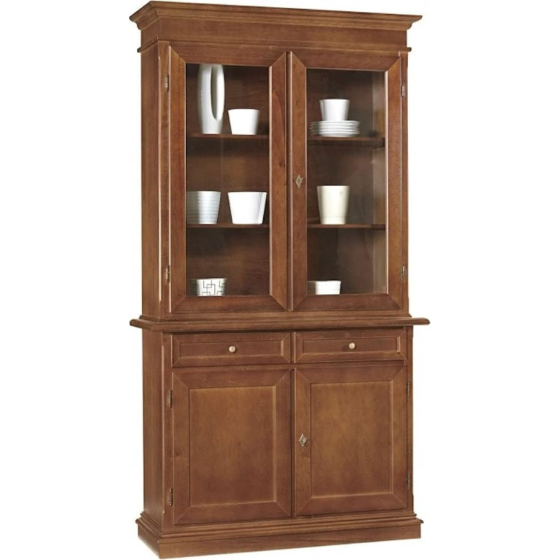 Mar.c.a. Design - Elegant Living Room Display Cabinet in Poplar Wood with 2 Doors - Made in Italy - Dimensions 105 x 42 x 205 cm