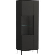 Mirjan24 Nitho NH07 Standing Display Cabinet, Handle-Free Opening System, Display Cabinet, Multi-Purpose Cabinet, Glass Display Cabinet for Living Room (Without Lighting, Black)