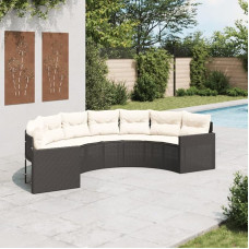 Rantry Gartensofa mit halbrunden Kissen aus Polyrattan, Schlafsofa Wohnzimmer Couch, Sofas für den Außenbereich für den Garten, Sofa, Garten, Wohnzimmer, Terrasse, Außenbereich, Möbel