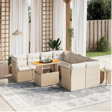 Rantry Garden Sofa Set 9 Pieces with Beige Polyrattan Cushions, Furniture Set, Sofa Bed, Living Room Couch, Set Sofas for Outdoor Use, Outdoor Furniture Model 3270722