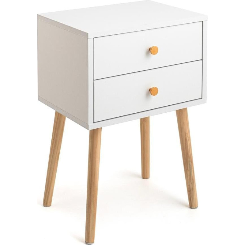 Arcoroc VINTHERA Moa Bedside Table Melamine Pine 40 x 30 x 62.5 cm White
