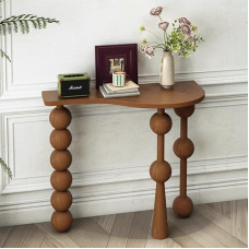 YVYKFZD Konsolentisch aus Massivholz, eleganter Vintage Beistelltisch, schmale Sofatisch Flurtisch, Akzenttische Eingangstisch mit offenem Lagerregal, für Eingangsbereich(Walnut,L 100cm/39.3
