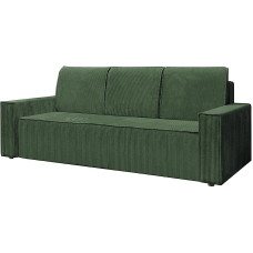 KIER FURNITURE Sofa with Sleep Function, Cord Sofa, 236 cm Long, Living Room Couch with Bed Box, Large Lounger Areas 143 x 200 cm, Leo Extendable Sofa Bed, Green