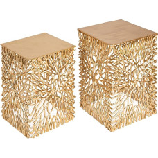 Riess Ambiente Filigree Side Table Set of 2 Leaf 33 cm Gold Handmade Coffee Tables Sofa Table Decorative Living Room Table Bedside Table