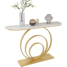 YVYKFZD Console Table, Minimalist Side Table, Behind Sofa Table, Hallway Table with Geometric Metal Frame, Narrow, Long Entrance Table, for Entrance Area (Gold A, 80 cm / 31.4 inches)