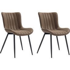 HOMCOM Set of 2 Dining Chairs Modern Kitchen Chairs Synthetic Cover with Padded Design and Metal Legs for Living Room Dining Room Bedroom Brown