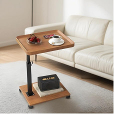 Gelory C Table Side Table Height Adjustable 360° Rotating TV Tray with Wheels Coffee Tables for Small Spaces C Shaped Side Tables for Living Room Bedroom Sofa Bed Chair