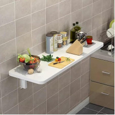 Wall-Mounted Folding Table Space-Saving Wooden Desk for Small Areas Drop-Leaf Dining Table for Kitchen Sturdy Laundry Folding Table (White 90x40cm/36x16in)