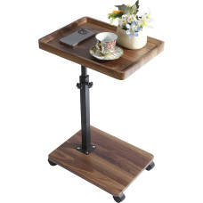YYW Adjustable C-Shaped Side Table with Wheels 360° Swivel TV Tray for Sofa Bed Bath Tub Slide Under Couch Height Adjustable (45-80cm) Living Room Bedroom
