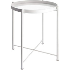 EKNITEY Side Table, Folding Metal Side Table, Waterproof, Small Coffee Table, Sofa, Side Table with Removable Tray for Living Room, Bedroom, Balcony and Office