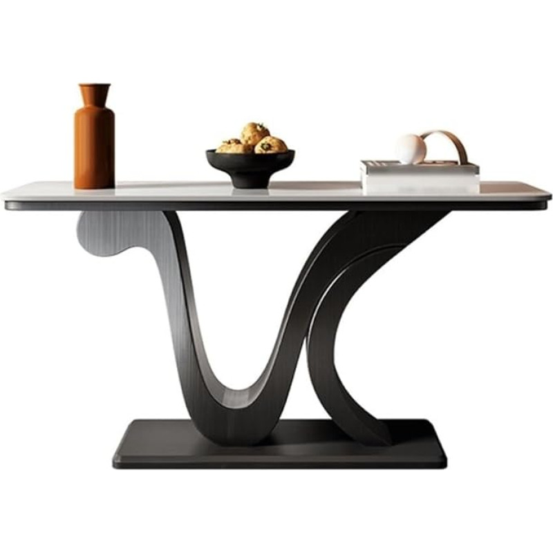 UANFHWZF Console Table, 47.24 Inch Narrow Console Table, Faux Marble Top and Black Frame, Sofa Table for Entrance Area Table