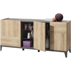 Composad Vittoria Sideboard with 3 Doors, 1 Compartment and 2 Shelves, Sideboard for Living Room, Modern Sideboard, Entrance Furniture (W x H x D) 180 x 84 x 45 cm, Oak and Tadao Grey