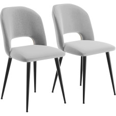 Set of 2 Velvet Dining Room Chairs with Openwork Backrest, Kitchen Chairs, Upholstered Chairs, Metal Ergonomic Chairs for Dining Table, for Study, Living Room, Bedroom, Grey, 48 x 45 x 85 cm