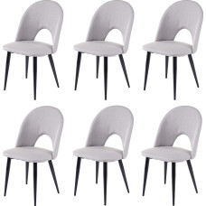 Mendler HWC-D73 Dining Room Chairs Set of 6 Fabric / Textile Grey