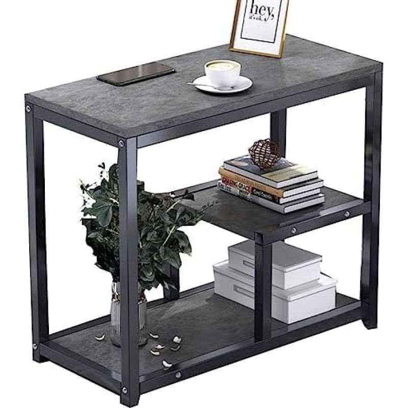 Konsolentisch, moderner Sofatisch mit Regalen, schmaler Flurschreibtisch für kleine Räume, Metallrahmen, Akzenttisch für Wohnzimmer, Schlafzimmer und Eingangsbereich