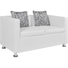 Refined Sofa Couch Lounge Sofa Recliner Sofa Faux Leather (White, 2-Seater)