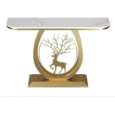 Luxuriöser Konsolentisch aus Kunstmarmor, moderner Akzenttisch für Eingangsbereich und Wohnzimmer, schmaler 100 cm Sofatisch in Gold – stilvolle Flurmöbel für elegante Räume