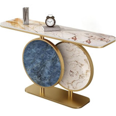 Modern Entrance Table, Narrow Console Table, Simple Living Room Sofa Table, Sturdy Metal Frame, Balcony Storage Table, for Small Space, for Entrance, Hallway, Living Room (Gold A, 120 cm / 47.2 inches