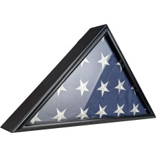 ARRAWIS Military Flag Display Case for 5 x 9.5 Inch Folded Grave Flag American Veteran Funeral Flag Shadow Box with Real Glass Front Wall Mountable Memorial Case Wooden for