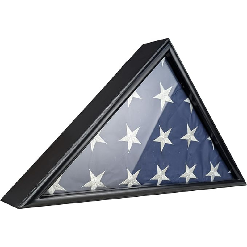 ARRAWIS Military Flag Display Case for 5 x 9.5 Inch Folded Grave Flag American Veteran Funeral Flag Shadow Box with Real Glass Front Wall Mountable Memorial Case Wooden for