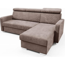 LIKMA Brown Mako Corner Sofa with Sleep Function and Bed Box, 213 cm x 100 x 165 cm, Sofa L-Shape, Sofa Bed, Adjustable Headrests, Living Area, Sofa Bed Fabric: Anafi 06